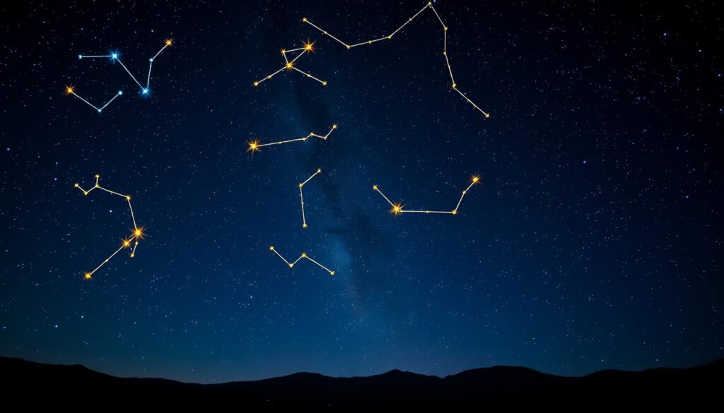 mapa estelar mostrando as maiores constelações