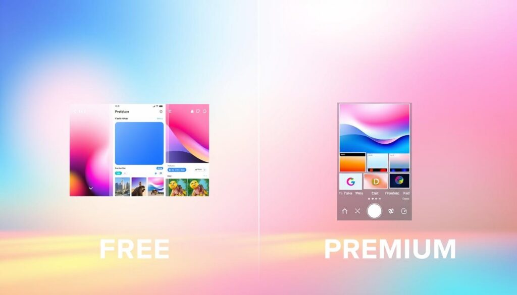 comparação entre versões gratuita e premium