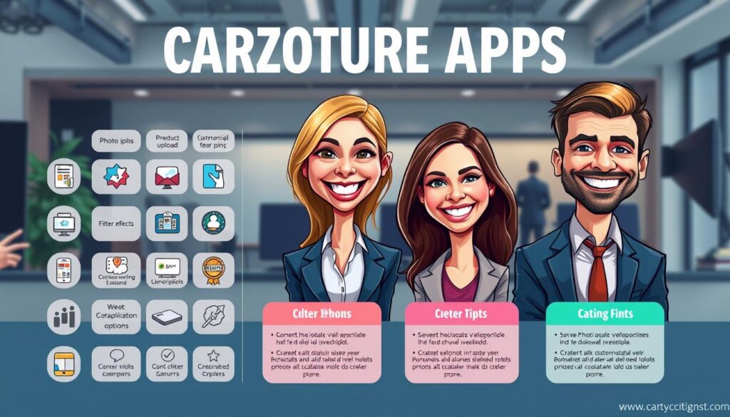 comparativo de funcionalidades de apps de caricatura
