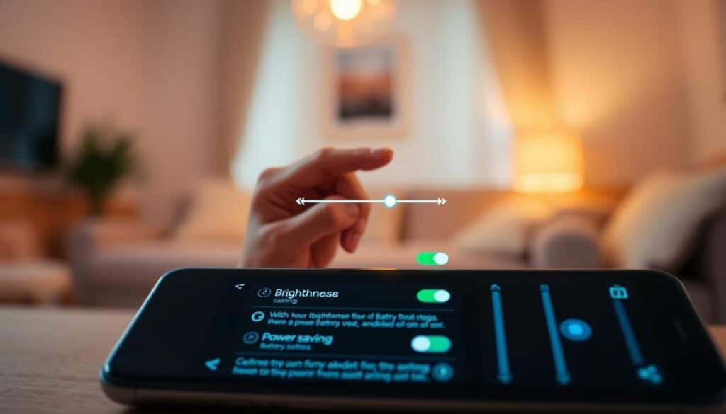 configurações de brilho e economia de bateria celular