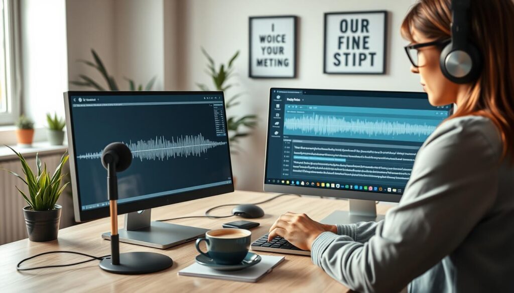 transkriptor eficiência conversão voz texto