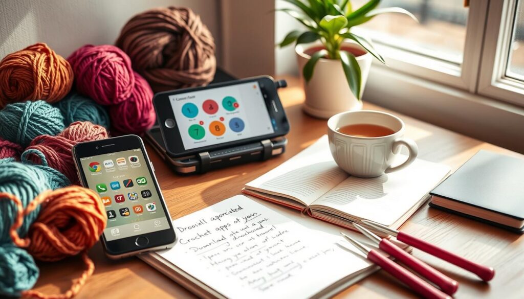 Instruções para baixar apps de crochê