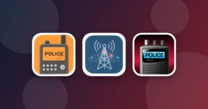Ícones dos apps Scanner Radio, Police Scanner Live, Police Scanner Radio 2023