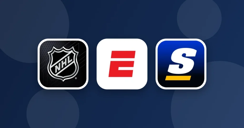 Ícones dos apps NHL, ESPN, theScore